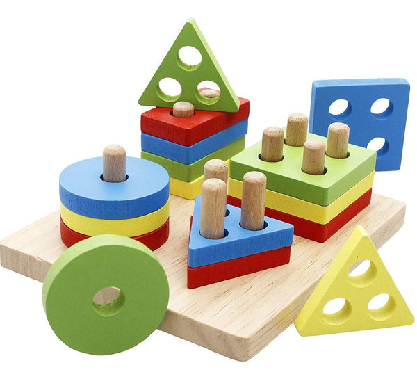 Lewo Wooden Puzzle Toddler Toys Shapes